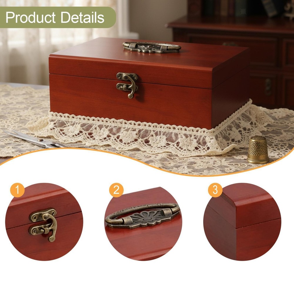 Empty Wooden Sewing Box Needlework Box Vintage Versatile Thread Organizer Sewing