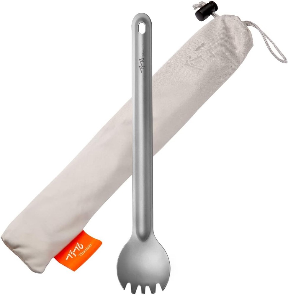 Ultralight Long Handle Spork & Spoon - Eco-Friendly Titanium Flatware Set
