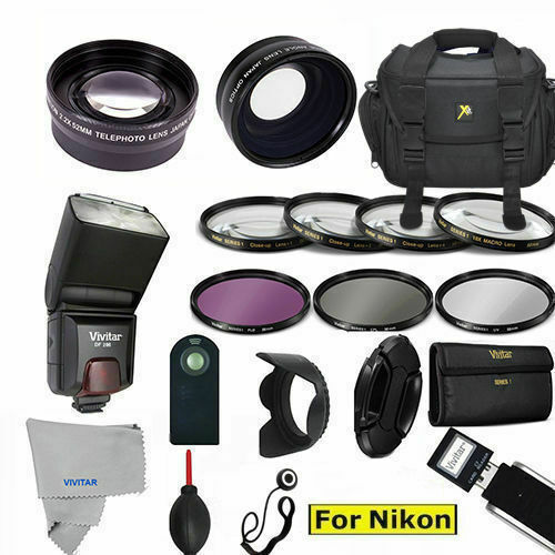 Nikon D5300 / D5200 Camera Advanced Accessory Kit - Flash, Bag, Lenses & Filters