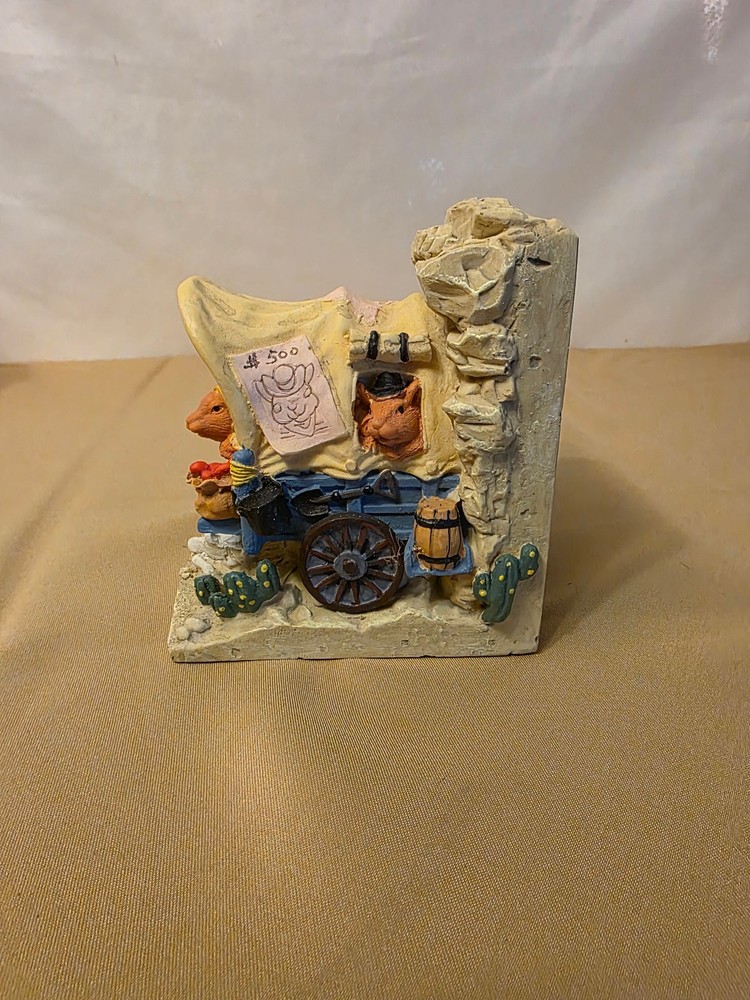 Vintage Bookend - Indian Mice in a Covered Wagon