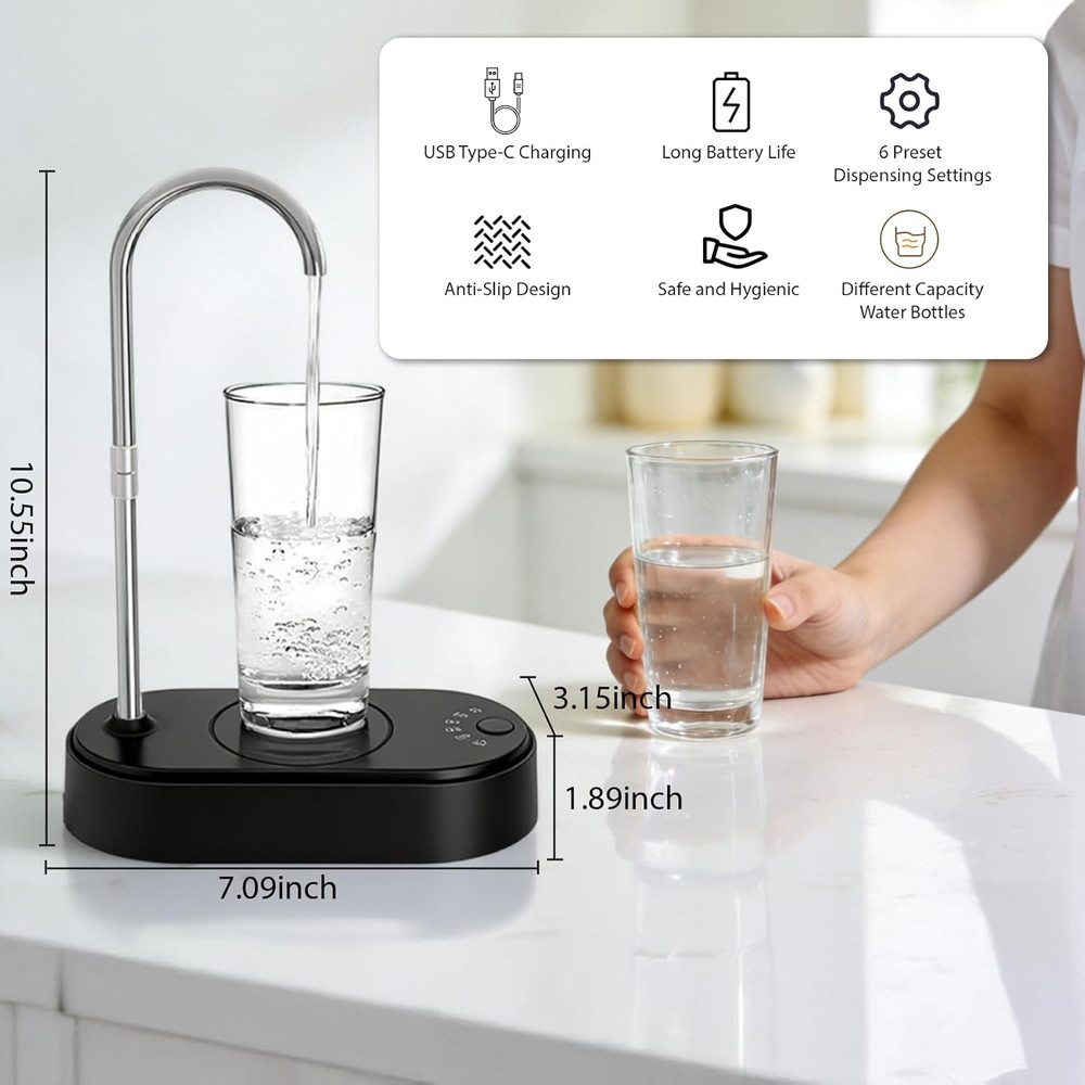 Desktop Water Dispenser for 5 Gallon Bottle, Automatic Countertop Water Dispense