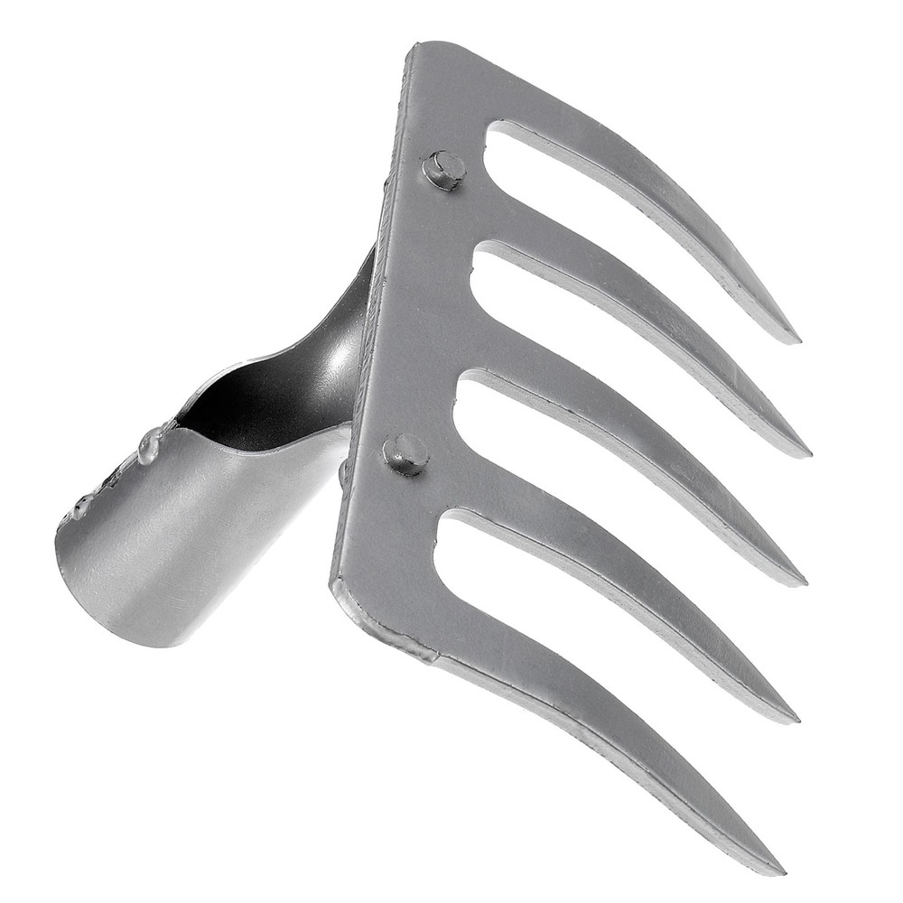 5 Teeth Garden Rake Head Silver Tone