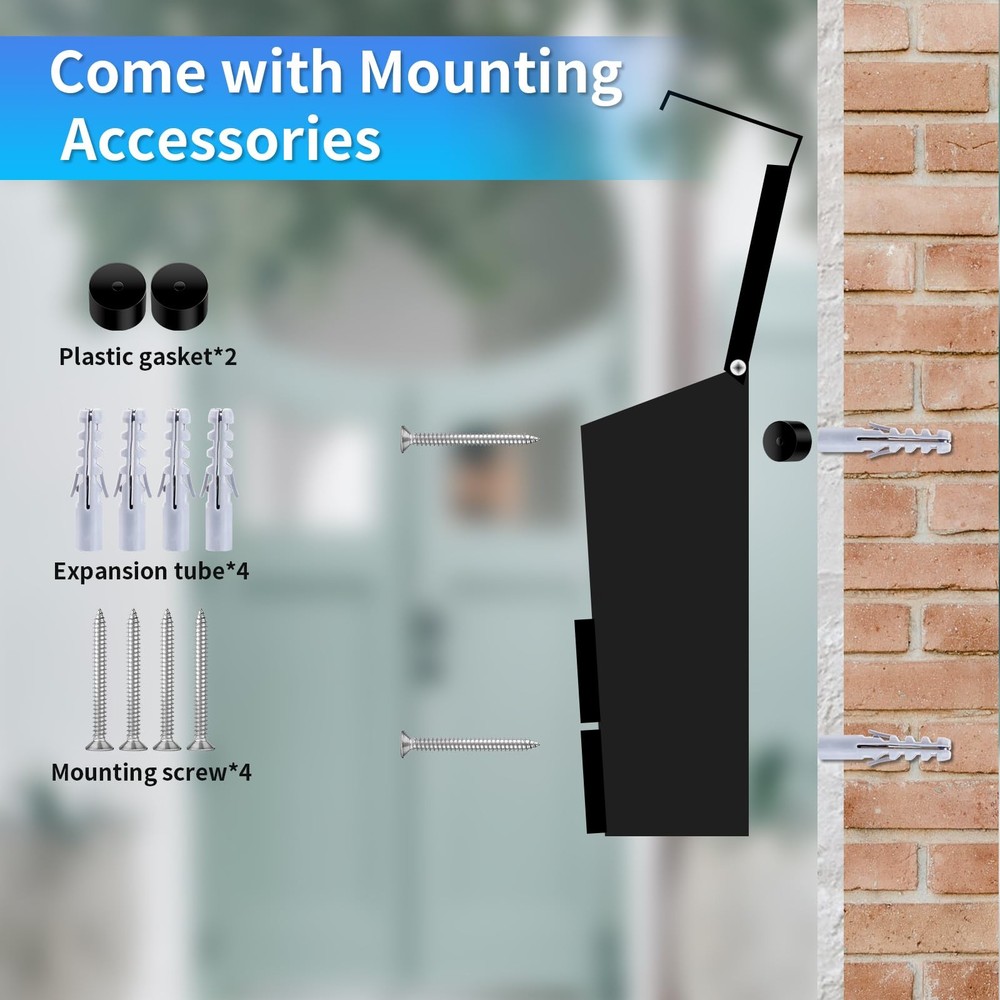 Wall-Mount Mailbox for Outside, Rust Resistant Mail Box No Flag, Black