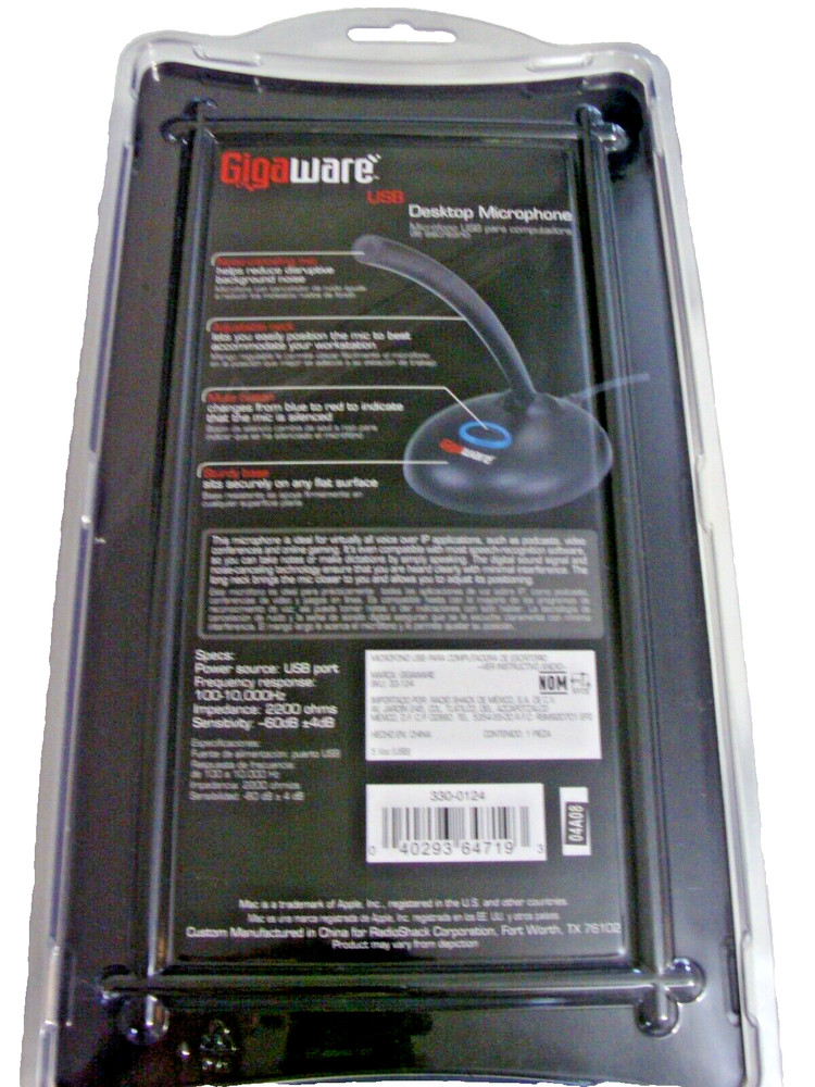 NEW Gigaware Noise-Cancelling PC Desktop Microphone - Black