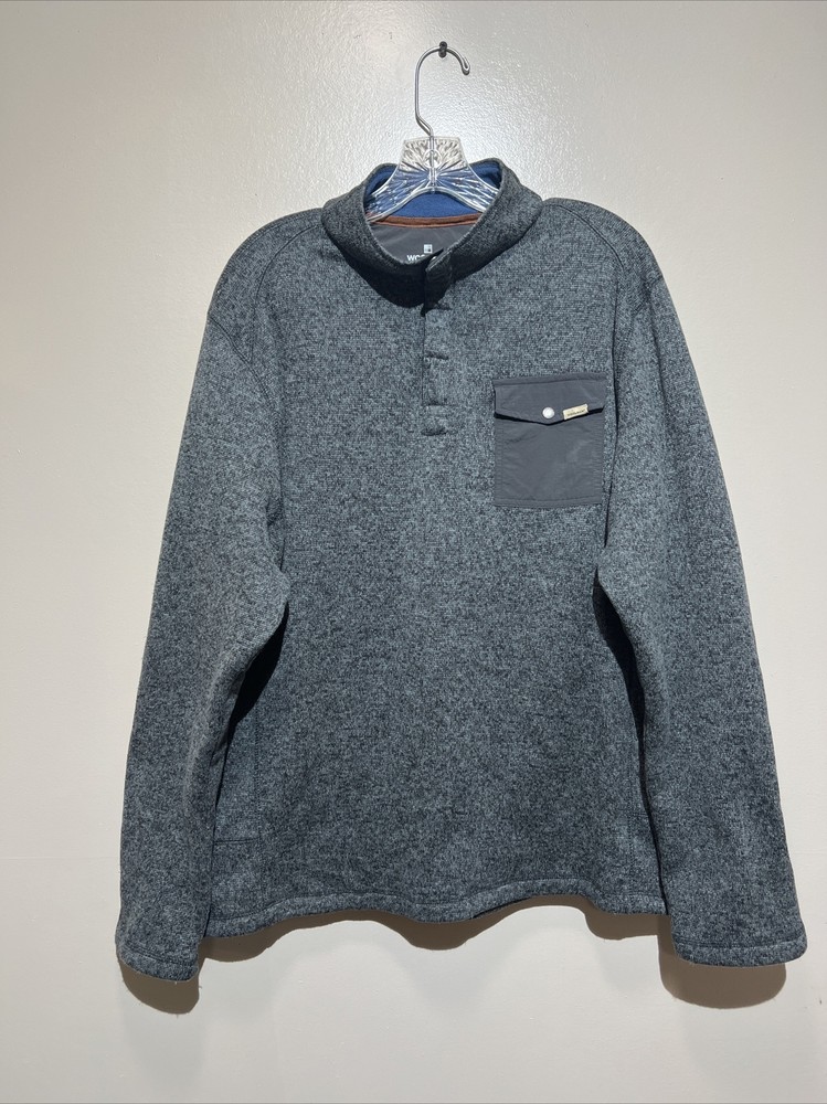 Woolrich Sweater Mens Size XL 1/4 Button Pullover Heather Gray