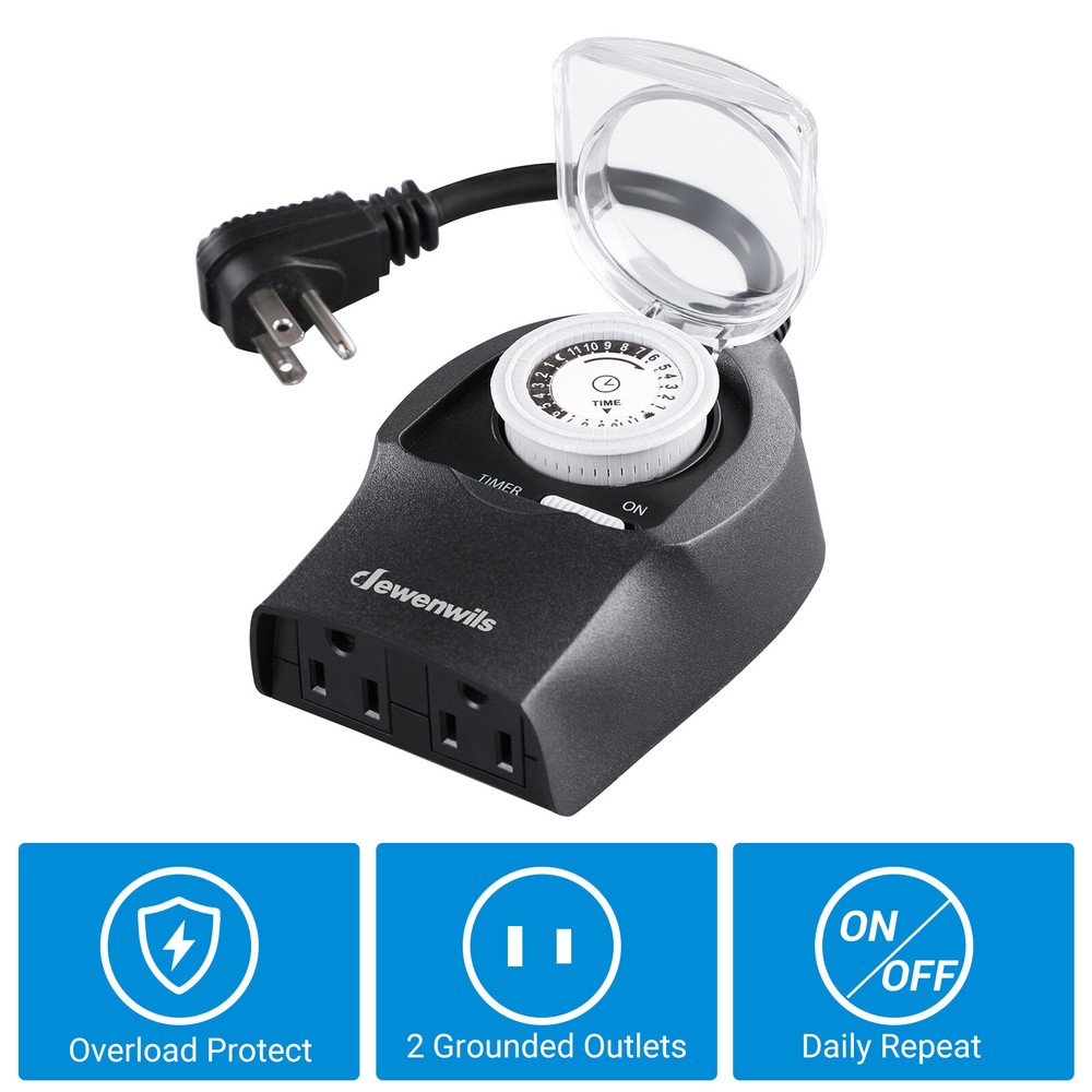 DEWENWILS Outdoor Light Timer Outlet Timer Switch for Lights Programmable