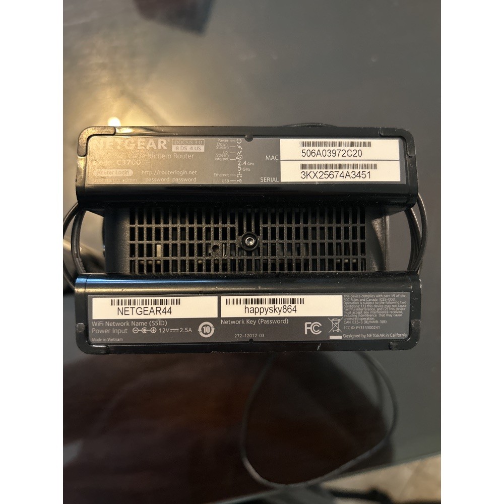 Netgear C3700 Cable Modem Router - Black