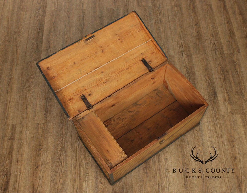 Antique Dome Top Grain Painted Pine Blanket Chest