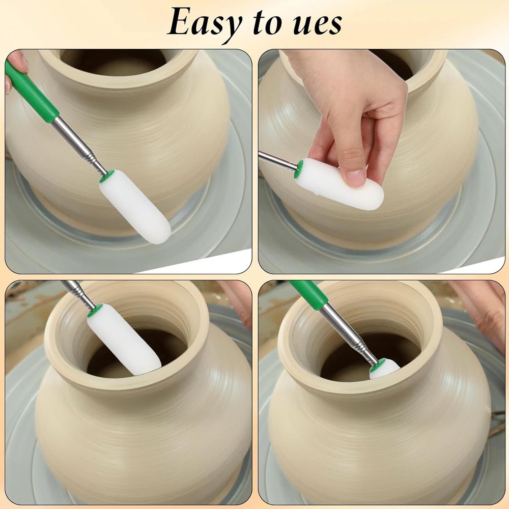 Telescopic sponge sticks, suitable for pottery, long sponges, and ceramic tools.