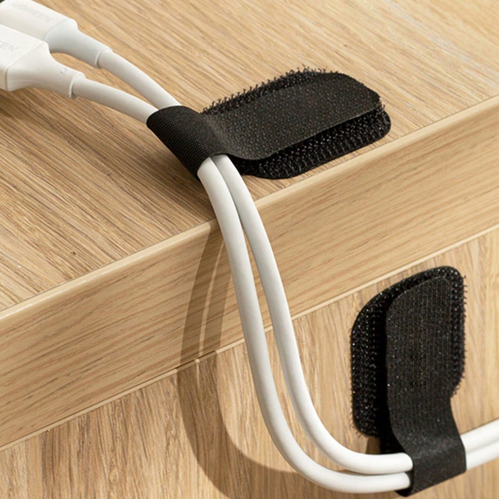 Desktop Cable Organizer Hook & Loop Strap Adhesive Wire Cord Fastening Loop Ties