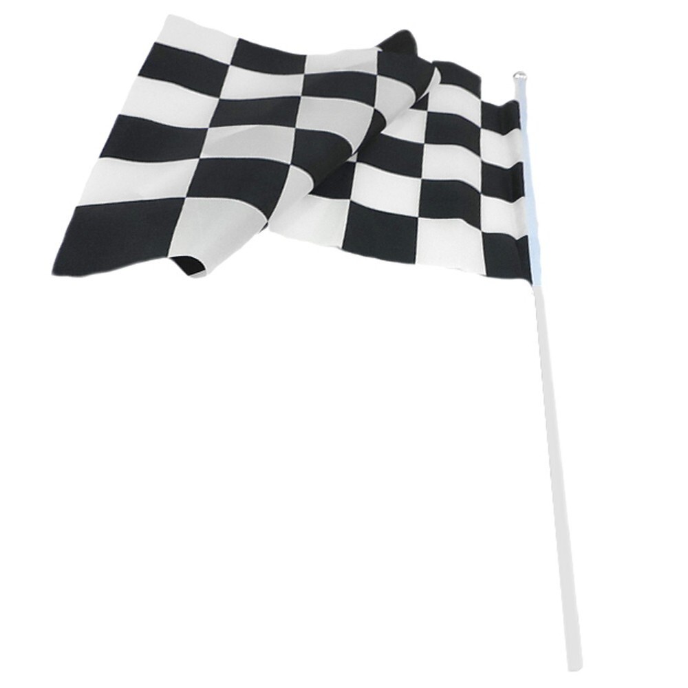 Two (2) Checkered Black & White Cloth Racing Flags