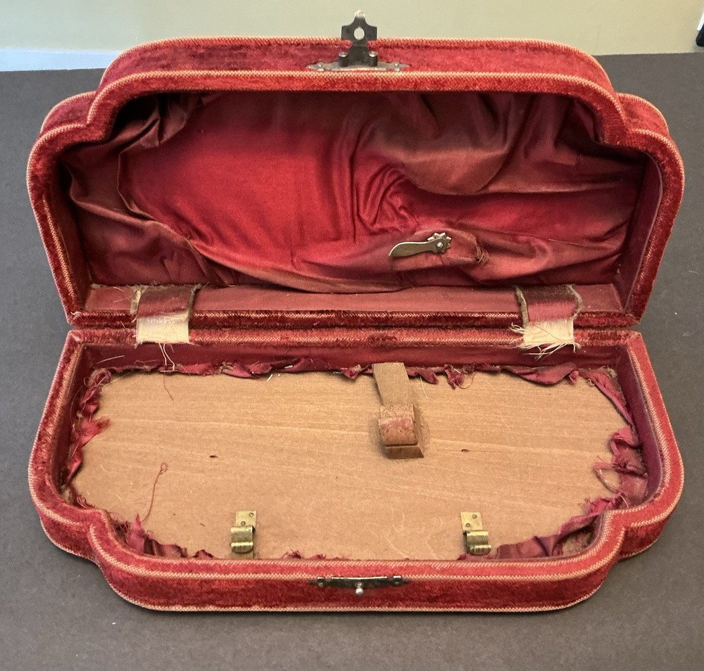 Antique Victorian Velvet Rose Embossed Empty Vanity Set Box Case
