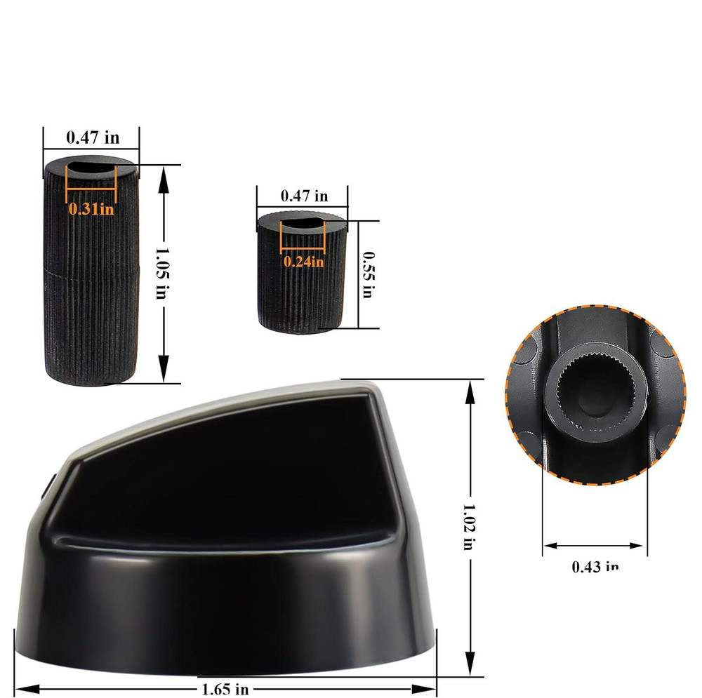 4 Pack Universal Control Knobs with 12 Adapters for Oven Stove Range, Black