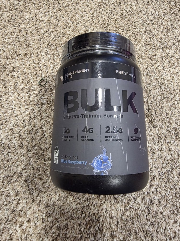 Transparent Labs BULK Elite Pre-Training Blue Raspberry Exp 02/27