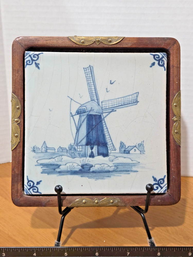 6-inch Collectible "Hot" Tile, Windmill, with Frame