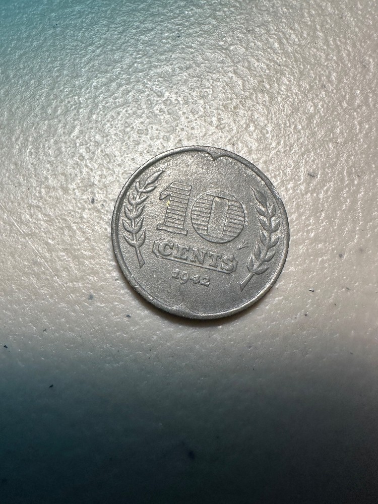1942 Netherlands 10 Cent Coin