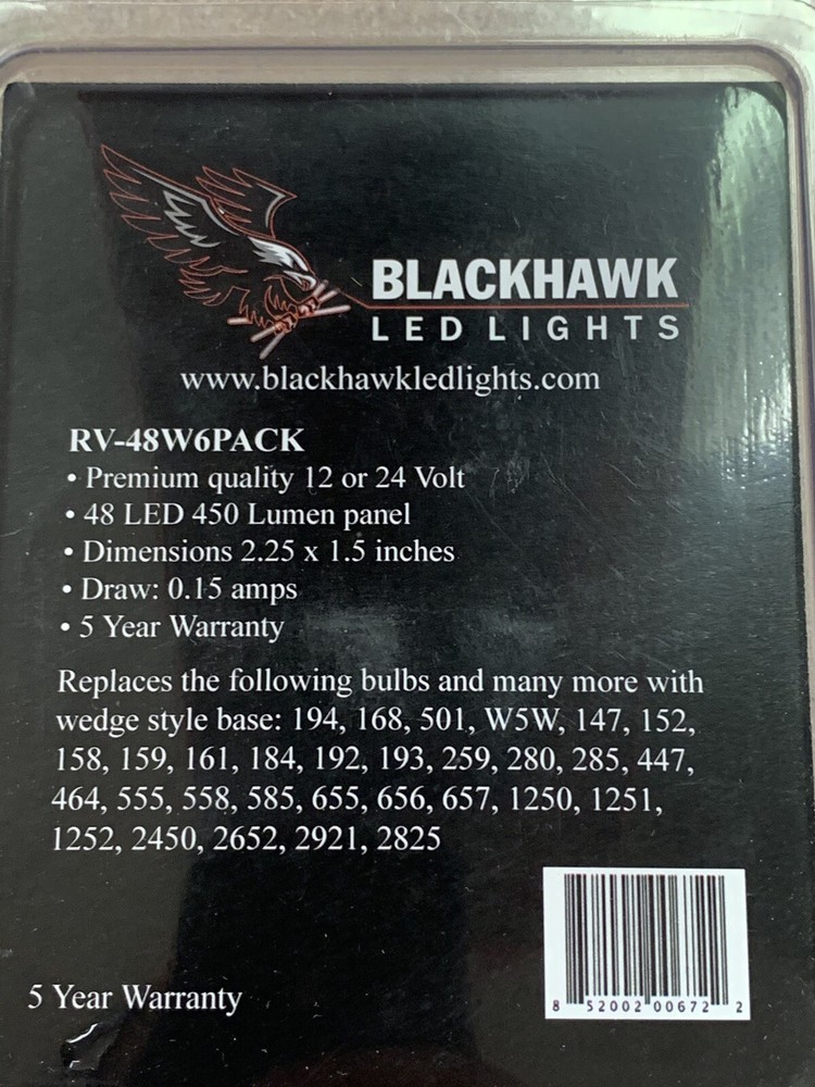 Blackhawk LED Replacement Light, Bright White RV-48W6PACK
