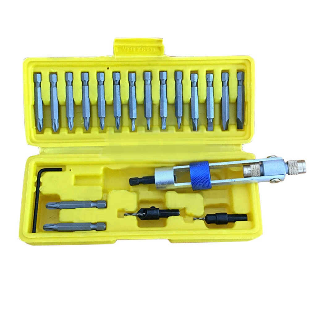 20pcs HSS Countersink Drill Bit Driver Swivel Head Quick-Change Tool Set sale