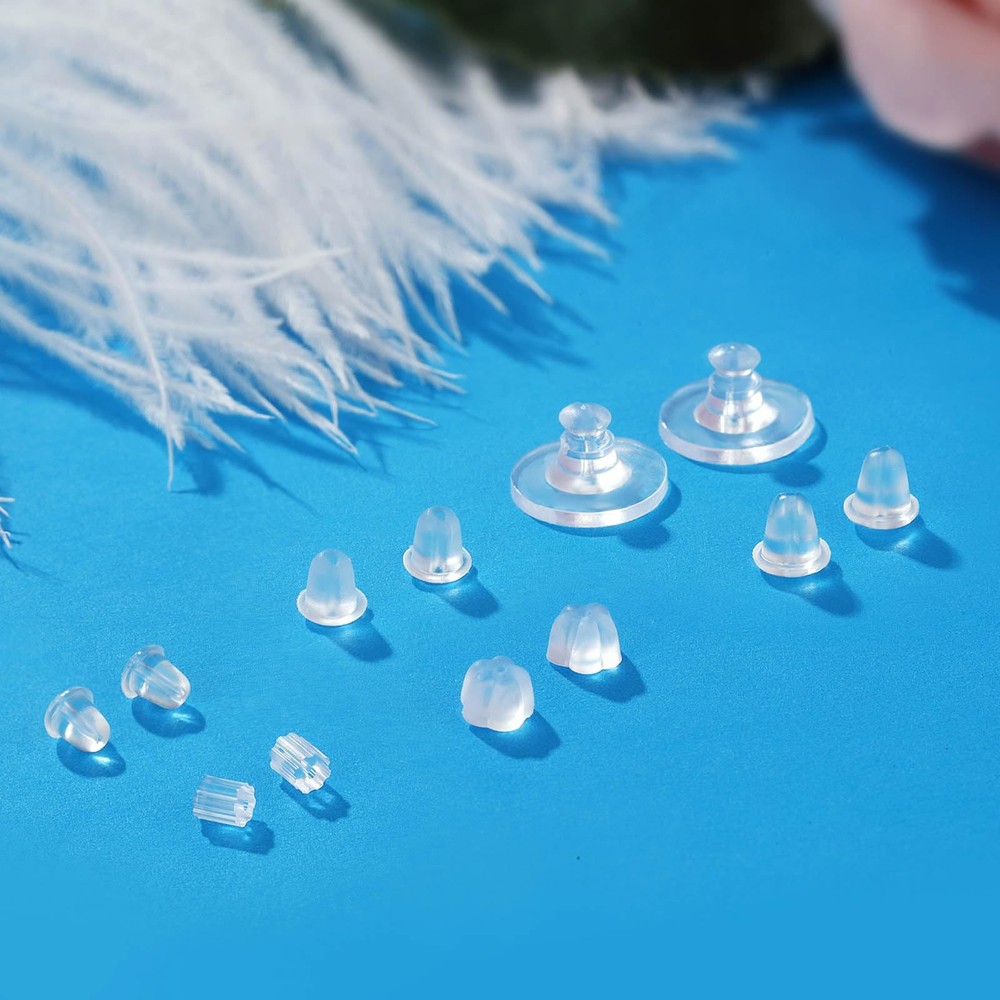 12 Styles 600 Pcs Earring Backs for Studs, Clear Plastic Earrings 12 style