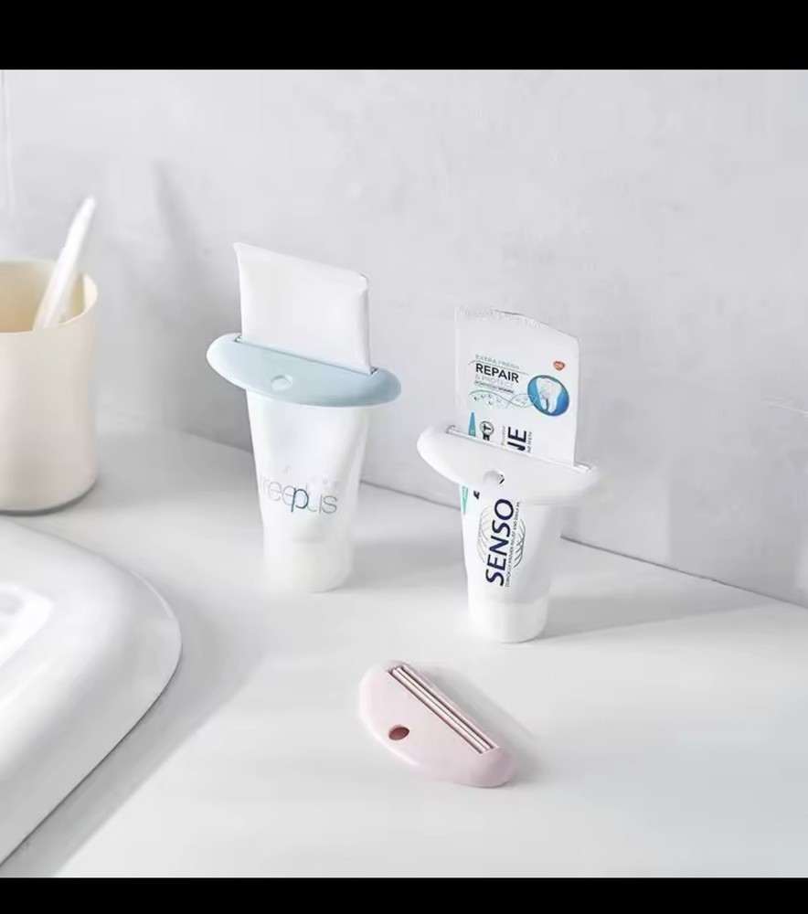 Toothpaste Tube Squeezer Dispenser Holder Rolling Bathroom Tool White