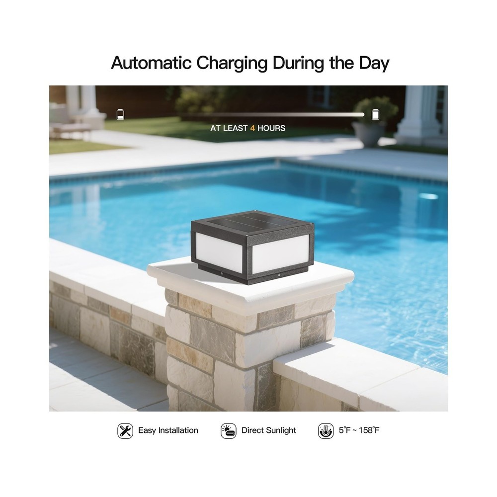 Solar Post Lights, 11.8" Pillar Light Outdoor, Modern Column Lamp Fence Posts...