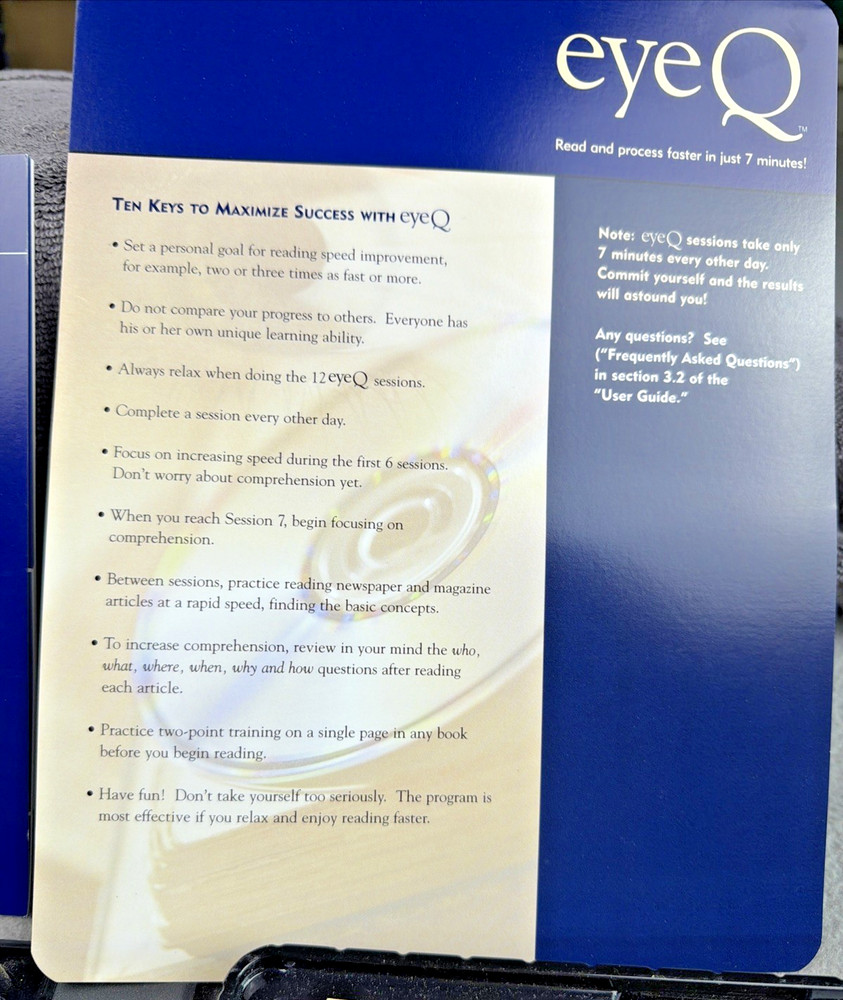 Eye Q Infinite Mind Speed Reading CD PC Software DVD Books + Test Taking Secrets