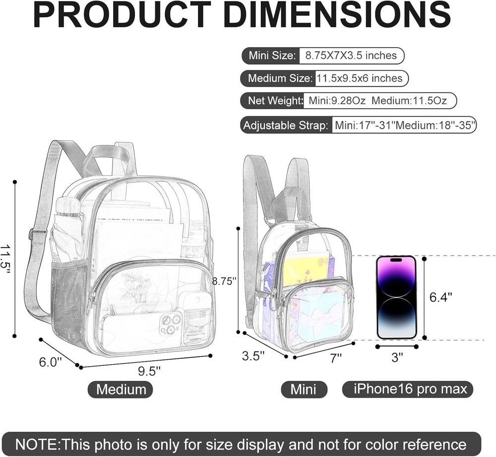 USPECLARE Clear Backpack for Stadium Events Small Medium, White