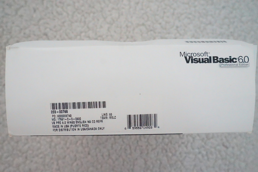 Microsoft Visual Basic 6.0 Professional 6 PRO FULLVER for Windows 11 203-00768