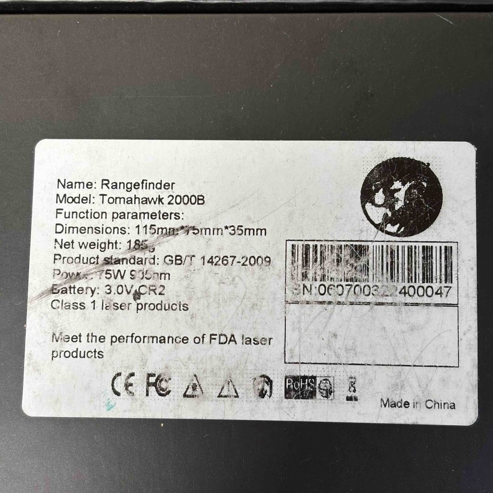 Tango Innovations Tomahawk 2000B Black Laser Rangefinder