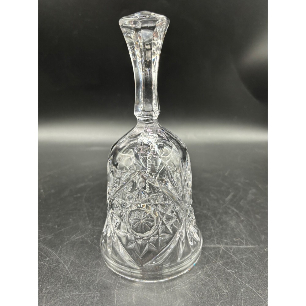 Vintage Lead Crystal Dinner Bell, Hand Bell 6.75" Tall
