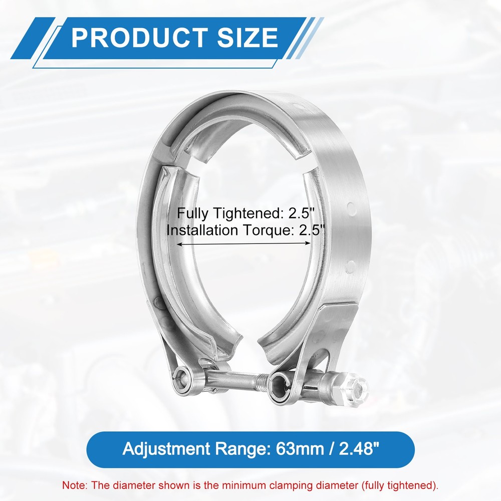 2.5"V Band Clamp Adjustment Range 63mm / 2.48inch