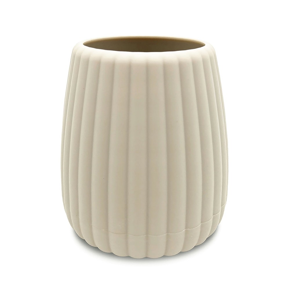 Mainstays Rubberized Plastic Ribbed Toothbrush Holder, Beige