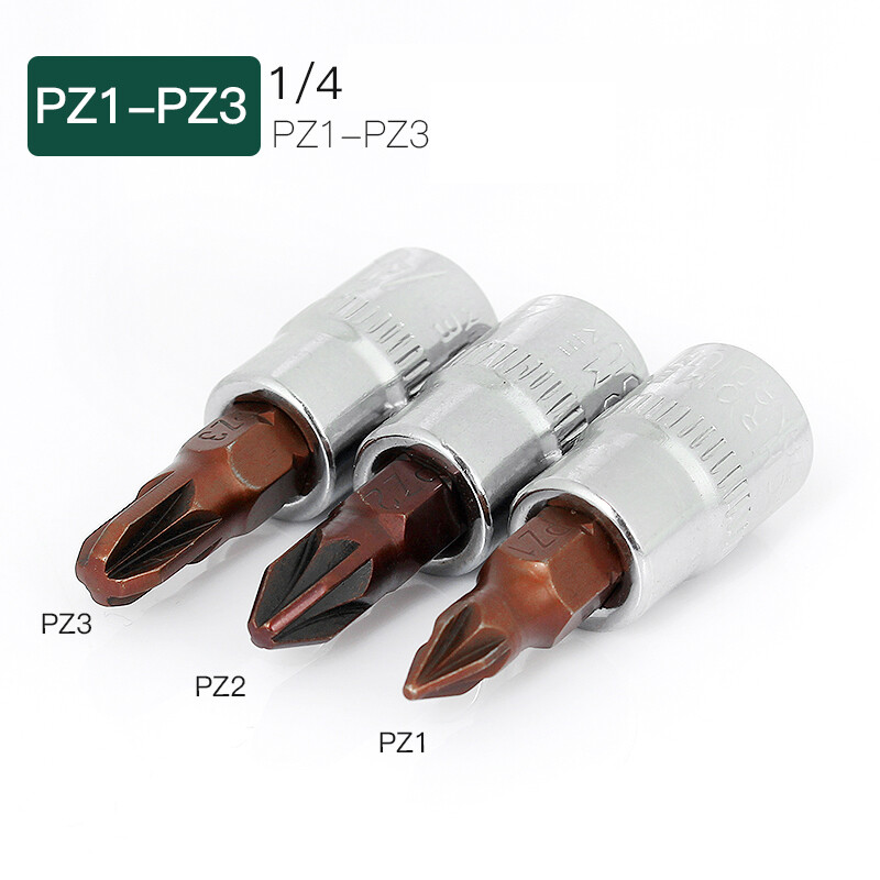 1/4" Phillips Pozi Hex Torx Flat Bits Screwdriver Set Ratchet L-Bend Bar Handle