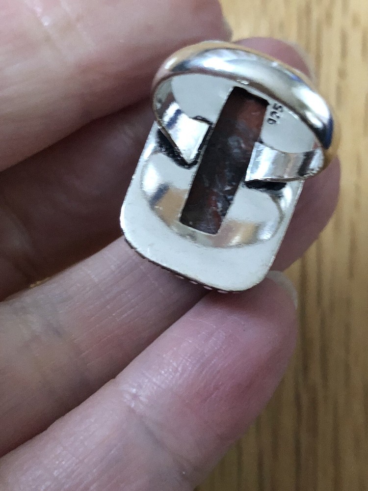 Red Lake Superior Agate Rectangular Cushion Ring Size 7 Artisan Southwest