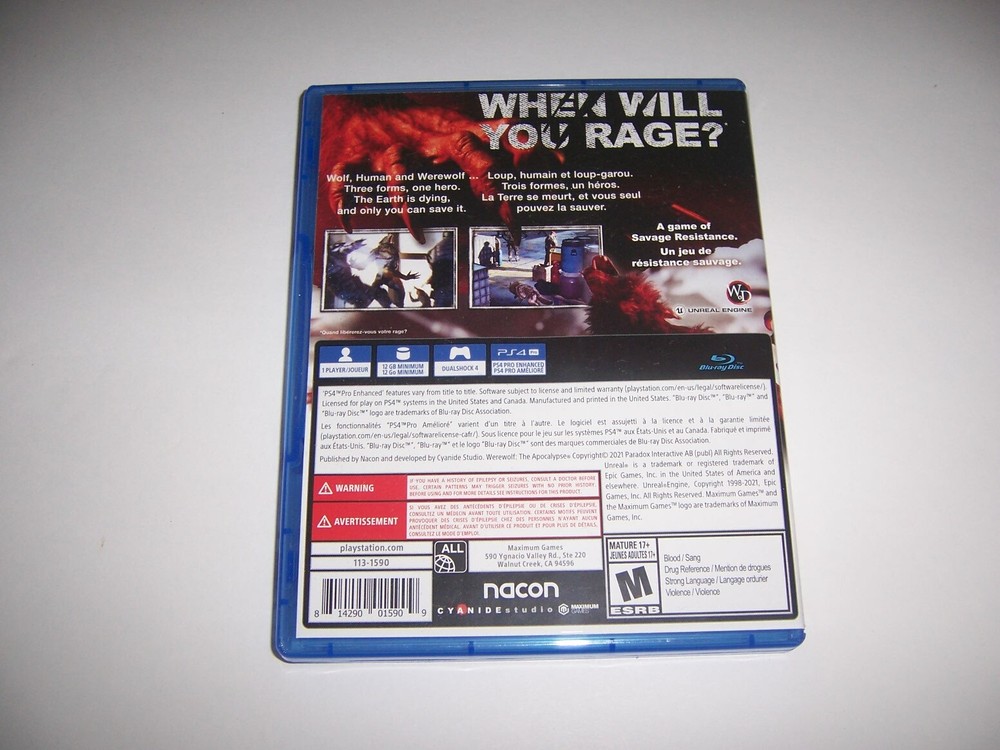 Replacement Case Werewolf Earthblood PlayStation 4 Original Box Authentic