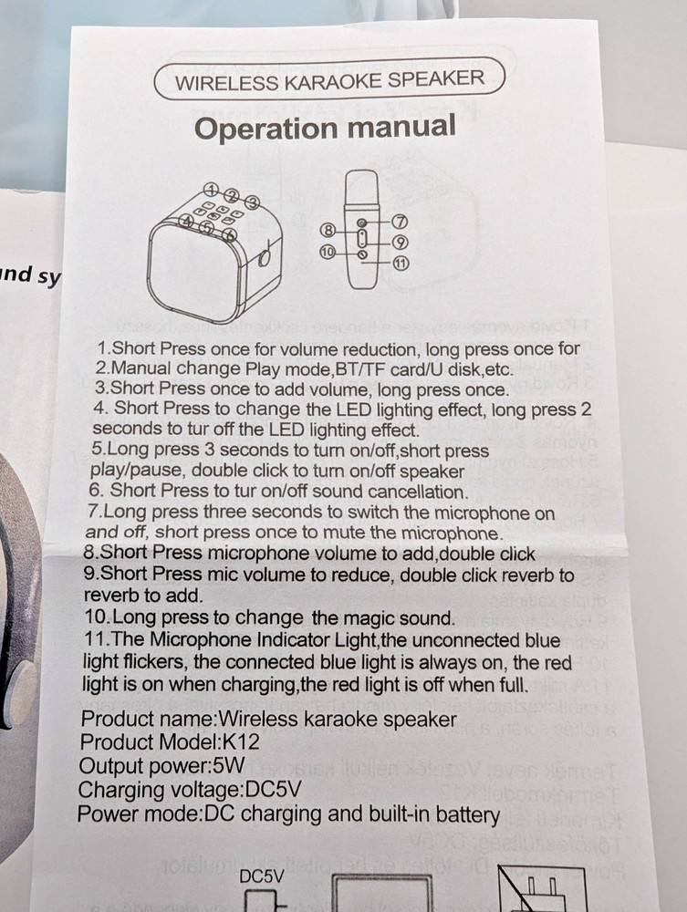 Colorful Сompact Karaoke System. Wireless microphone.