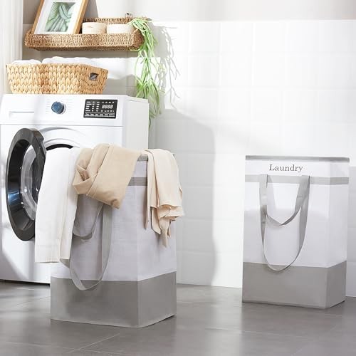 Laundry Basket 2Pack Laundry Hamper with Easy Carry Handles, 100L Gray