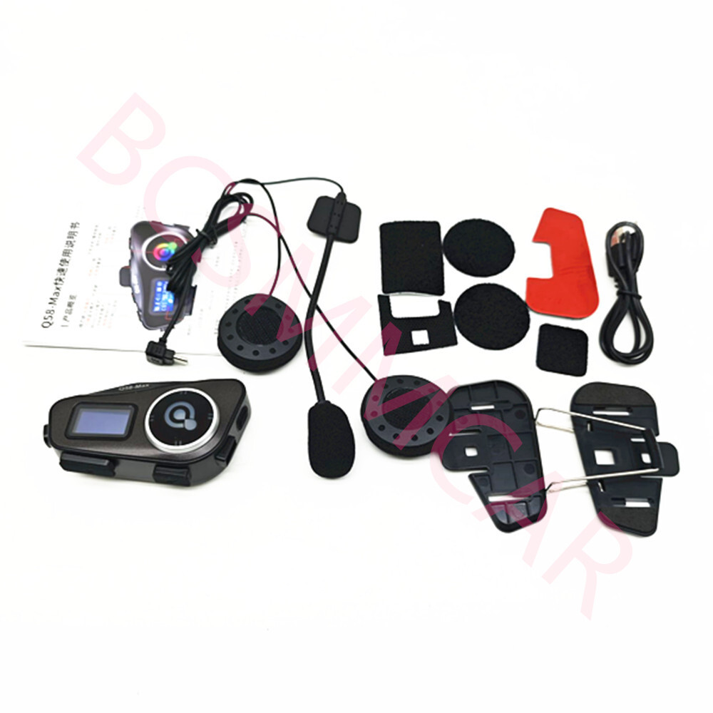 Motorcycle Intercom Helmet Bluetooth Headset Earphone Waterproof For Android/iOS