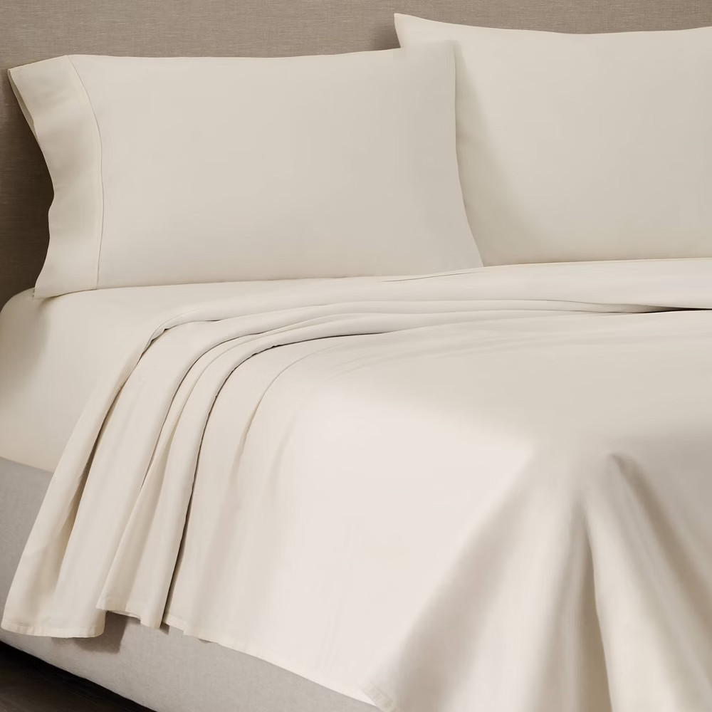Jeremiah Brent Home King Cotton Sateen Sheet Set Solid Cream