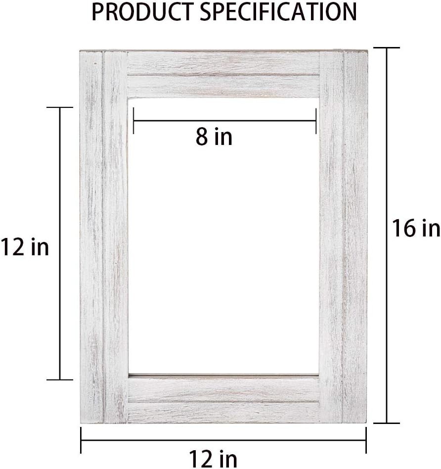 Rectangle Wall Mirror Bathroom Distressed White Wood Decor W/ Hanging Rope