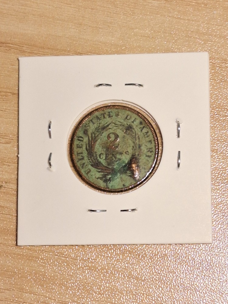 Mint Error Reverse 1865 2 Cents Very Nice ~XF Details Heavily Corroded Full Date
