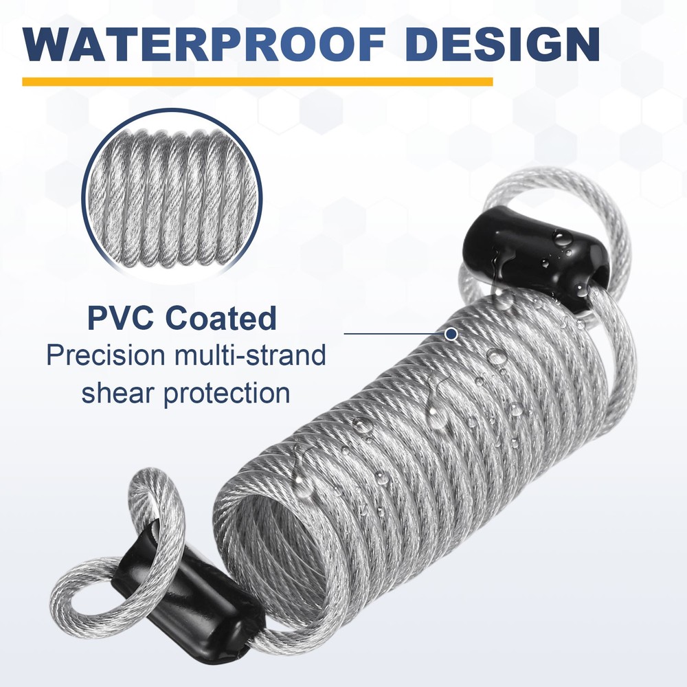 2 Set 4.9Ft Cable Lock Steel Safety Cable with 3.8" Combination Lock Silver