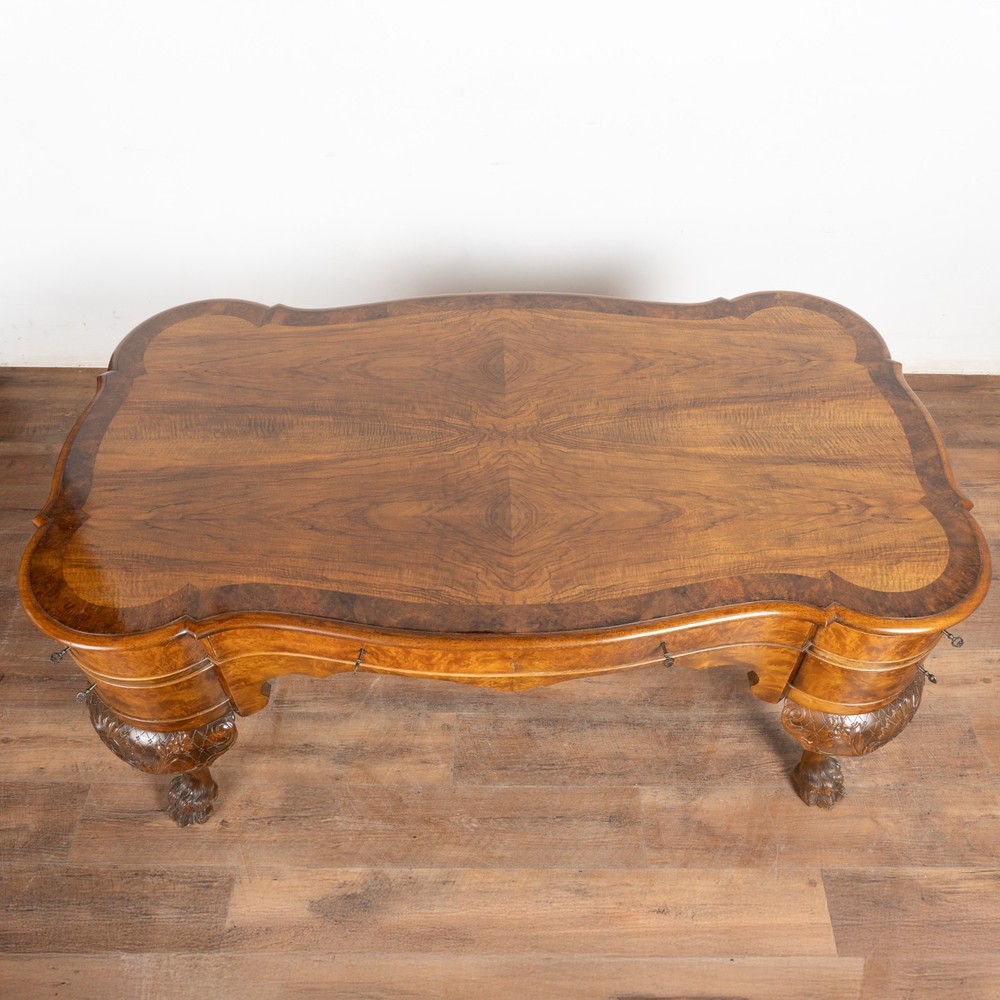 19th Century Rococo Walnut Six Drawer Desk from Denmark