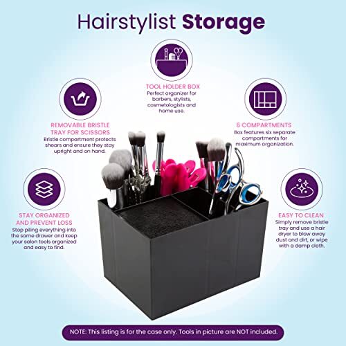 Professional Scissors Box Holder Case Desktop Combs Clips Storage Box for Barber