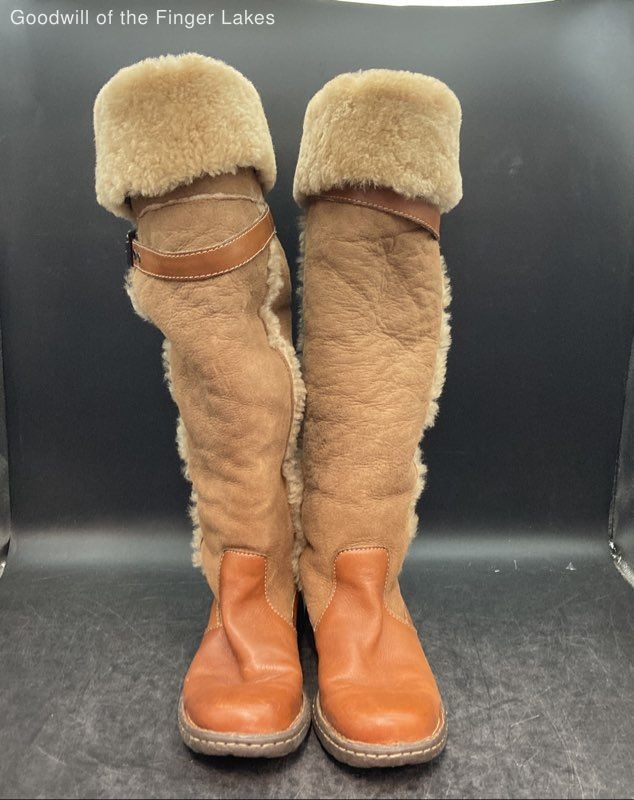 Born Brown Leather Shearling Tall Boots - Size 6