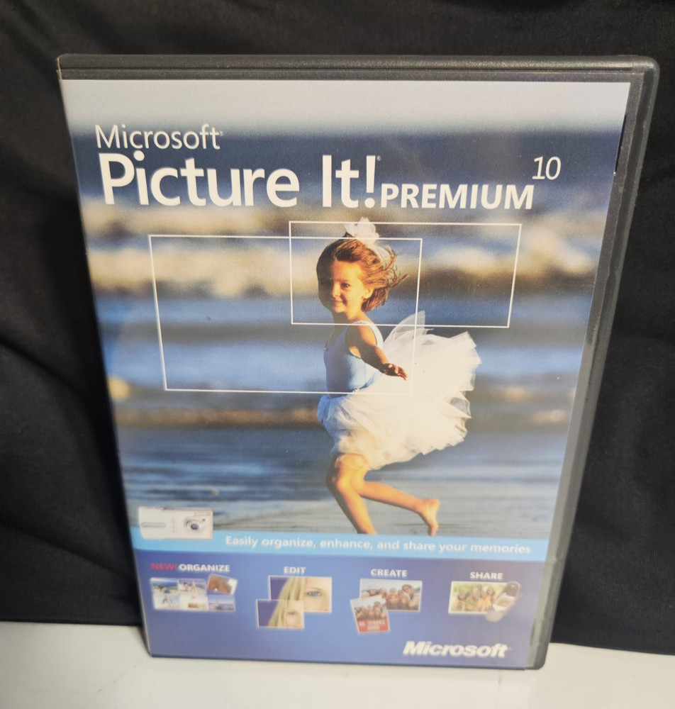 Microsoft Picture It! Photo Premium 10 Software Disc w/Box & Manual
