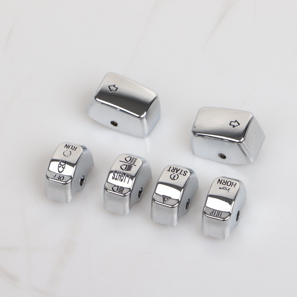 ABS Chrome Hand Control Switch Housing Button Cap For Harley Dyna Sportster 883
