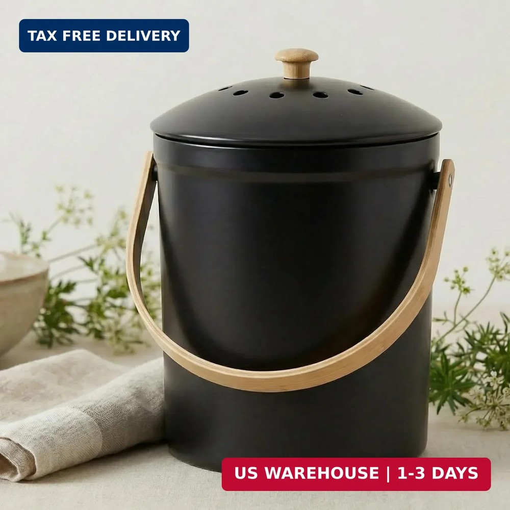 Beautiful Kitchen Compost Bin with Smell Proof Lid - Rust Proof and Odorless Com