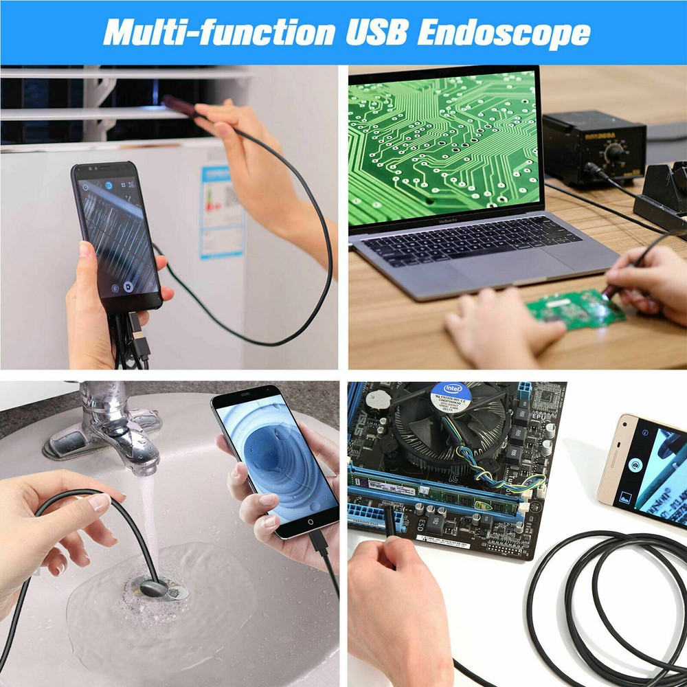 IP67 Waterproof USB Endoscope Borescope Snake Inspection Camera Android 2M US