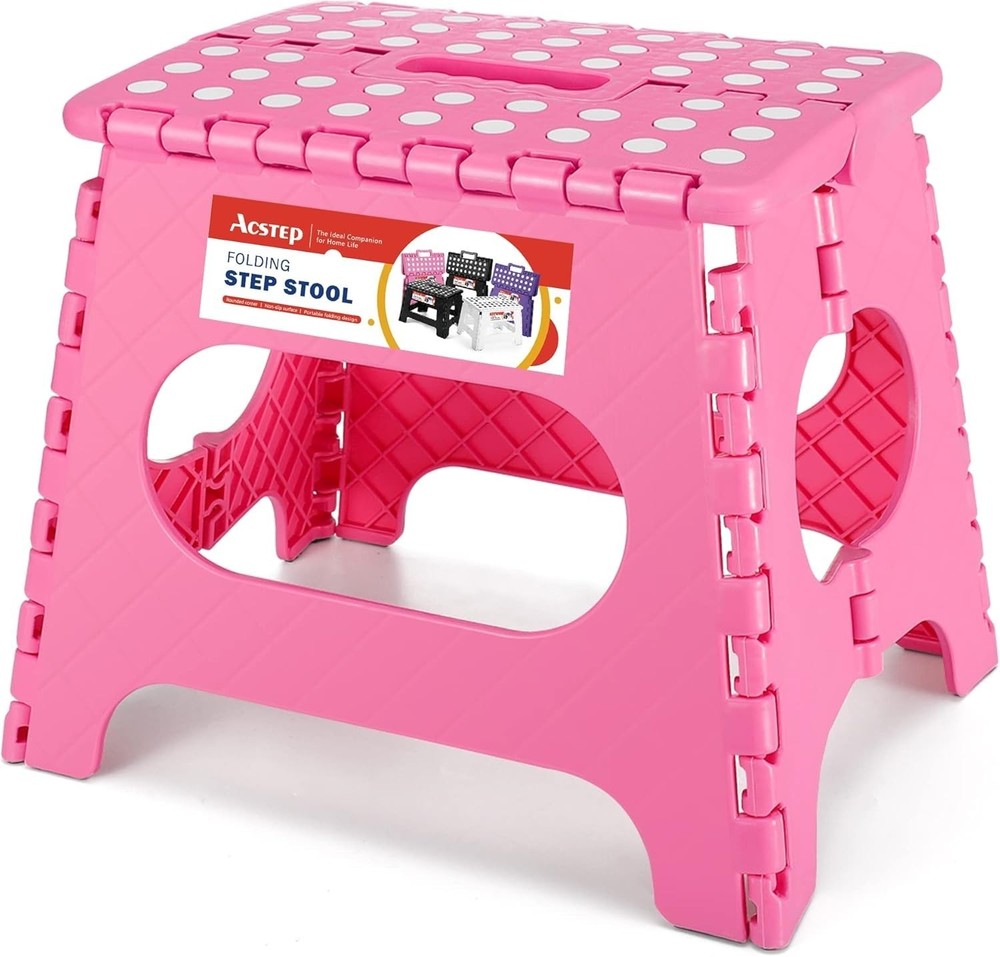 Folding Step Stool 11 Inch Plastic Foldable Step Stool Kids & Adults Non Slip